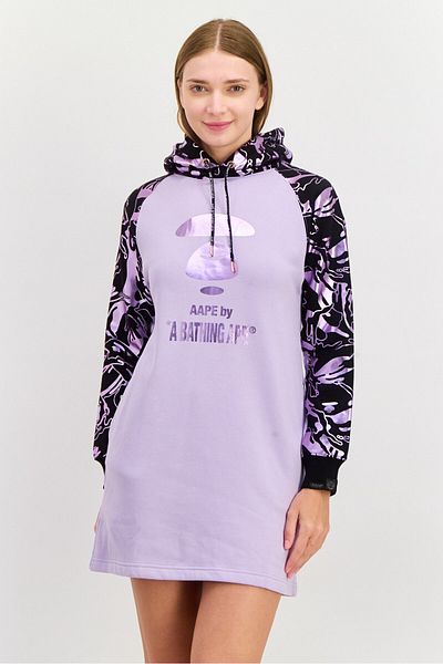 Aape By A Bathing Ape Women Brand Logo Hooded Dress, Purple