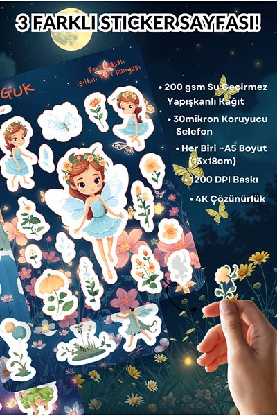 GUGUK Glitter Wings Sticker Leaves Set