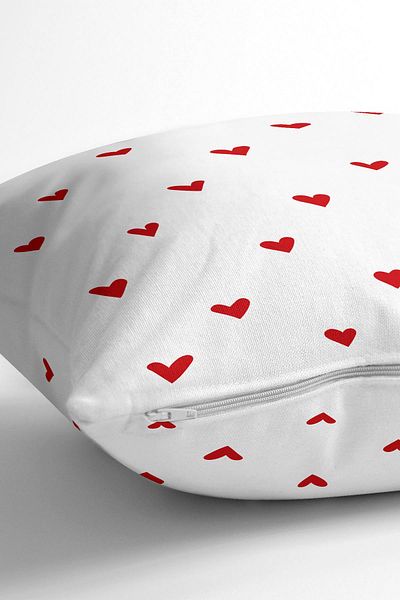 Cango Home Valentine's Day Themed Double Sided Red Heart Modern Pattern Digital Printed Throw Pillow Cover - Cgh