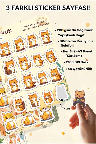GUGUK Orange Paws Sticker Leaves Set