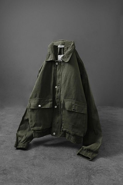 Slatra Men's Khaki Bomber Zippered Gabardine Jacket