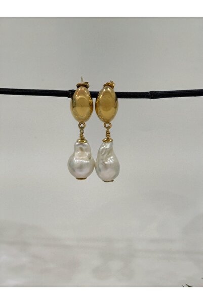 DURAN TAKI TASARIM Hakiki Gerçek Barok Inci Gümüş Küpe