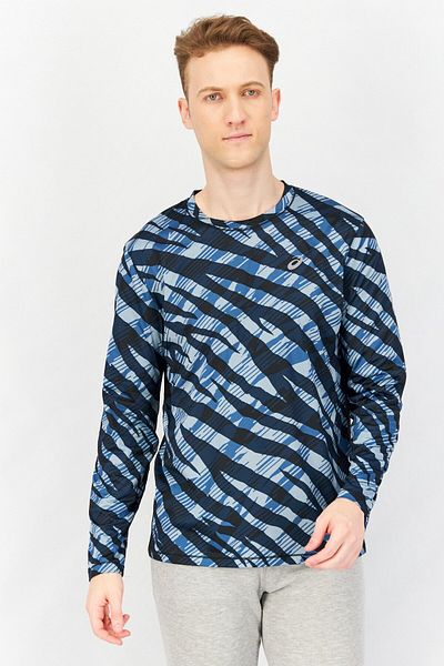 Asics Men Regular Fit Long Sleeve Training Jersey, Blue Combo