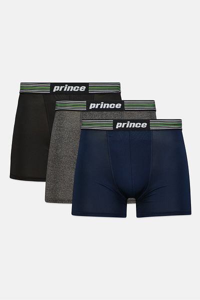 Prince ملابس داخلية رجالية من 3 قطع، بوكسر مطاطي، أسود