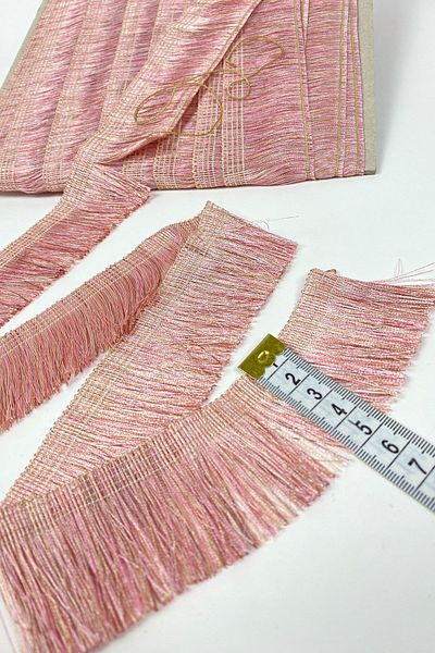 Hayalperest boncuk Light Powder Strip with Flat Fringe and Thread Tassel Detail