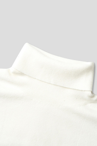 Tarz Cool Men's White Full Fisherman Slim Fit Knitwear Sweater