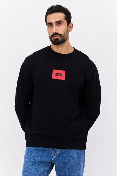Hugo Boss Men Crew Neck Brand Logo Long Sleeves Sweatshirt, Black