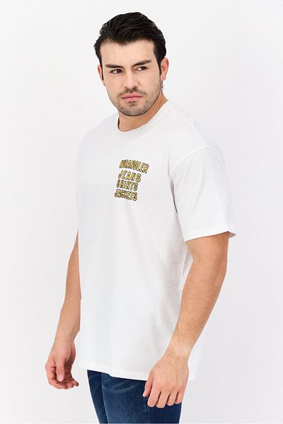 WRANGLER Men Crew Neck Short Sleeves Brand Logo T-shirt, White