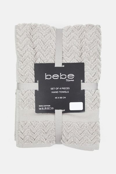 Bebe 4 Pieces Hand Towel, Grey