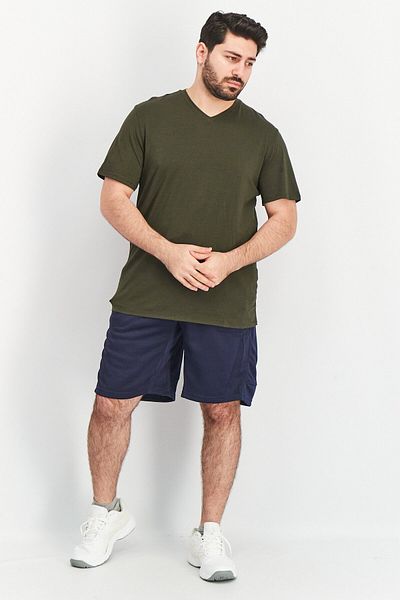 Kenneth Cole Men V-Neck Short Sleeves Plain T-Shirt, Dark Green