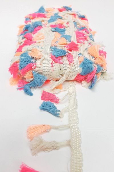 Hayalperest boncuk Cotton Tasseled Pink Fringe
