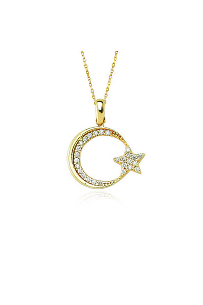 Glorria Altın Ay Yıldız Kolye - Hediye Seti - Vk0420-hs