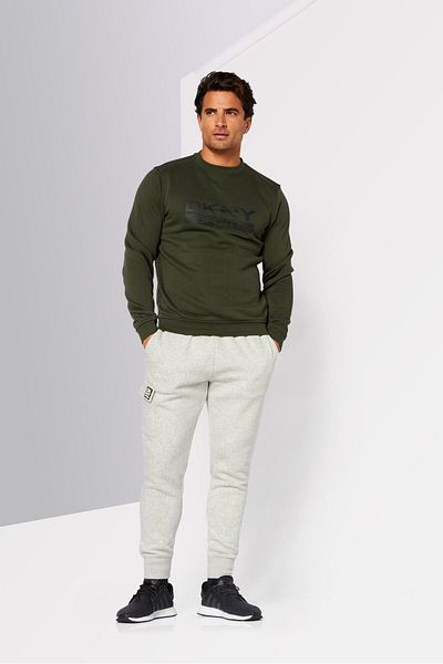 DKNY Sport Men Sportswear Fit Long Sleeve Outdoor Sweatshirts, Army Green