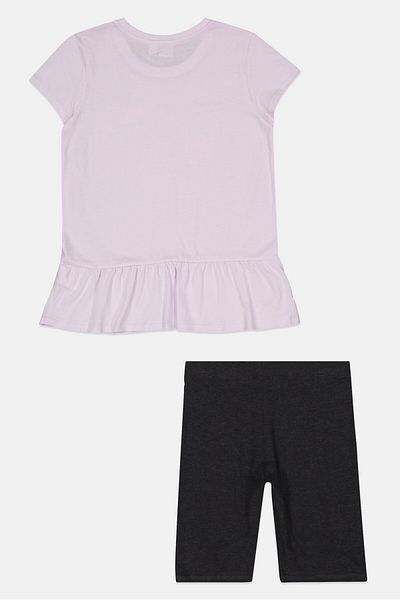 Puma Kids Girl 2 Pieces Brand Logo Top And Short Set, Lilac/black