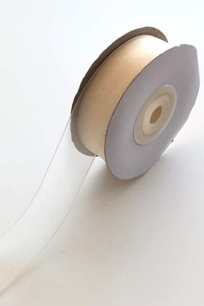 Hayalperest boncuk Panglică din organza de culoare crem 2 cm