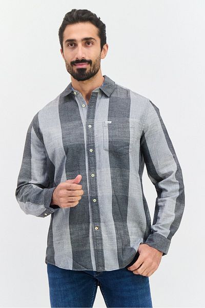Pepe Jeans Men Regular Fit Solid Long Sleeves Casual Shirt, Grey