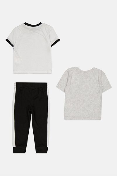 Reebok Toddlers Boy 3 Pcs Brand Logo T-shirt And Pants Set, Grey