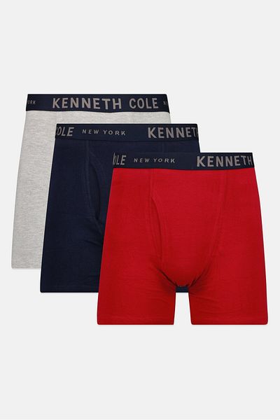 Kenneth Cole Men 3 Pair Brand Logo Boxer Briefs, Black