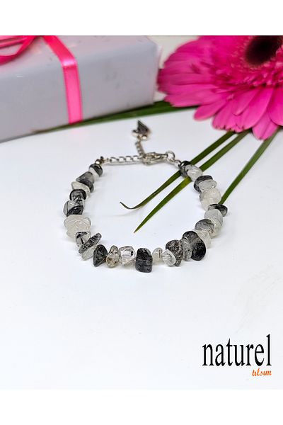 Naturel Tılsım Rutil Quartz Broken Natural Stone Lady Bracelet