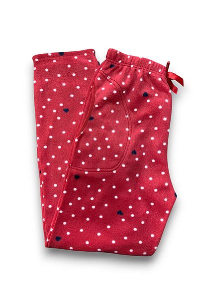 FORMO Women's Red Polka Dot Fleece Pocket Winter Thick Quality Pajama Bottoms