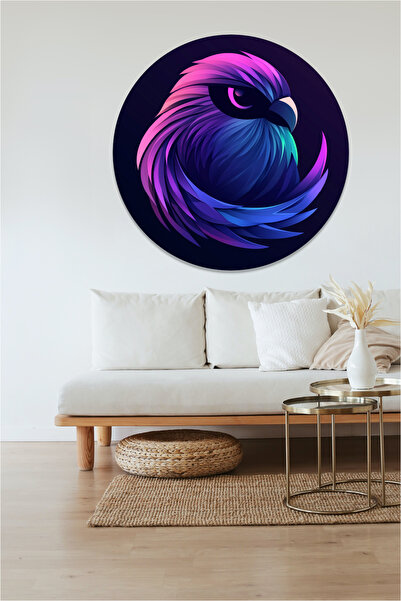 KOSS Dijital Autocolant rotund cu pasăre de culoare violetă, autocolant în fo...