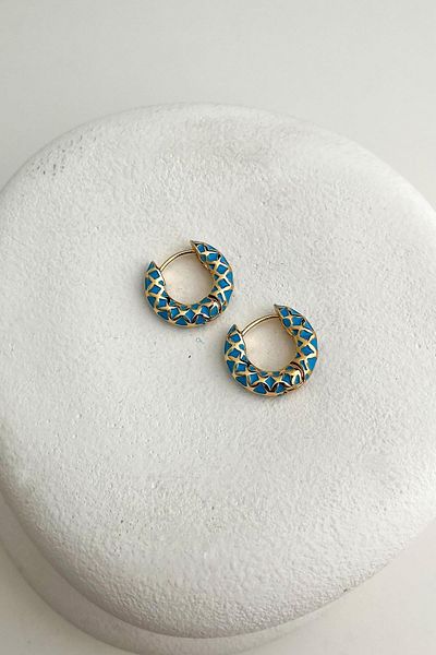 Modex Enamel Metal Minimal Hoop Earrings (Size:2Cm)
