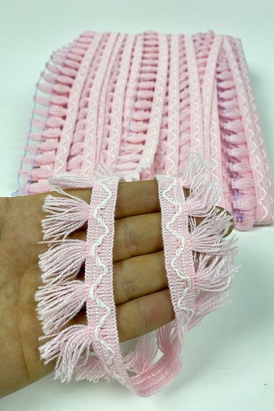 Hayalperest boncuk Cotton Tassel Pink Fringe Strip