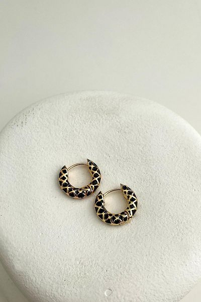 Modex Enamel Metal Minimal Hoop Earrings (Size:2Cm)