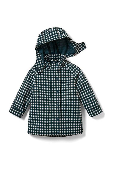 Tchibo Toddlers Boy Hooded Long Sleeves Checkered Rain Jacket, Navy