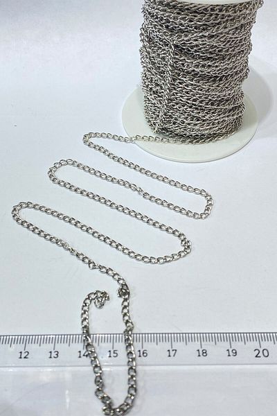 Hayalperest boncuk Silver Color Flat Metal Necklace Chain 10 Mt