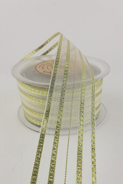 Hayalperest boncuk Χρυσή ριγέ Φανταχτερή κορδέλα σιφόν 25 Mt 4 εκ