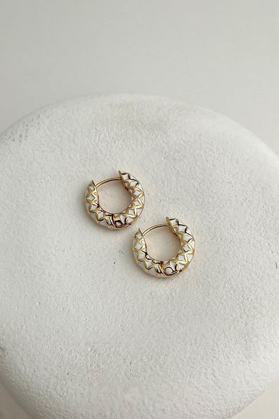 Modex Enamel Metal Minimal Hoop Earrings (Size:2Cm)