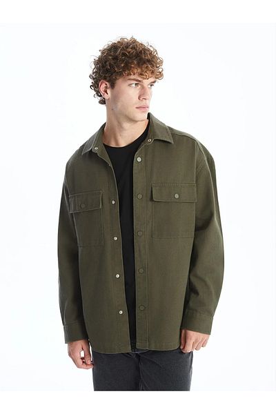 LC Waikiki Lcw Casual Comfortable Fit Gabardine Men's Shirt Jacket