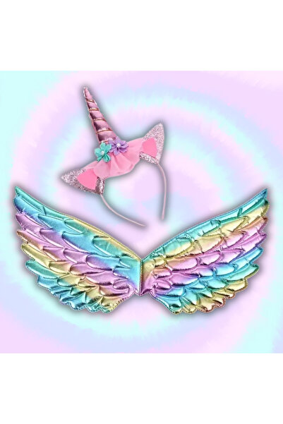 darko Σετ 2 τεμαχίων Σετ Φτερό Μονόκερος Κορώνα Νεράιδα Ροζ Γυαλιστερό Κοστού...