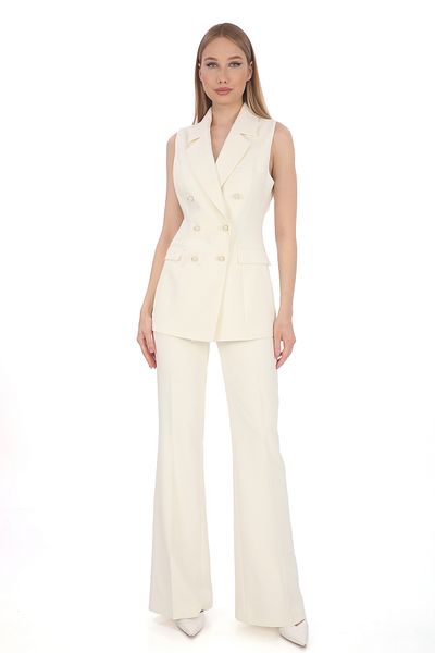 PEARL Slim Fit Crepe Pearl Buttoned Double Breasted Vest