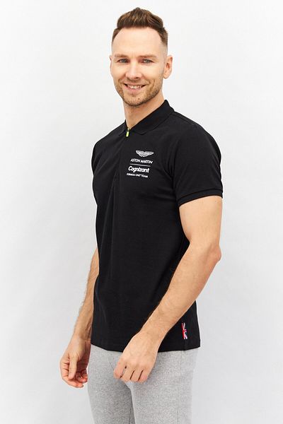 Aston Martin Men Sportswear Fit Short Sleeve Polo Shirt, Black