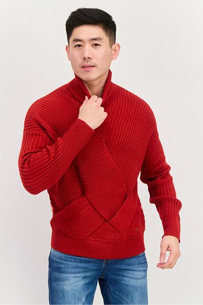 Pepe Jeans Men Turtle Neck Long Sleeve Textured Sweater, Red