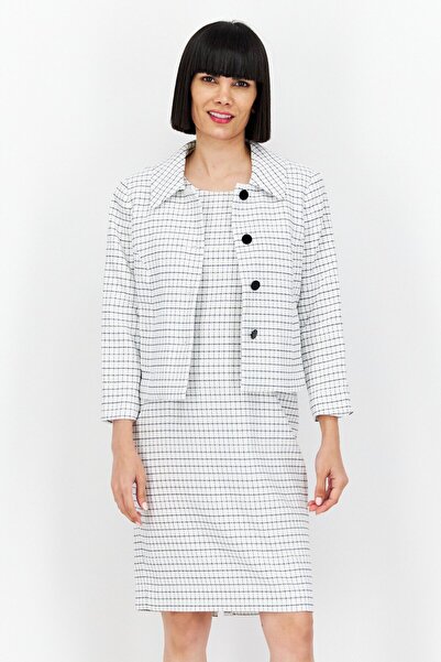 Nipon Boutique طقم نسائي مكون من قطعتين، بليزر بنمط شبكي وفستان متوسط الطول، ...