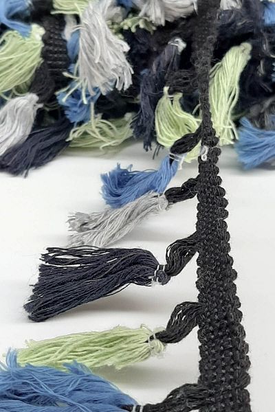 Hayalperest boncuk Green Gray Black Cotton Fringe - Tassel Detailed