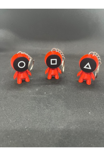 Katmanist لعبة الحبار الحرس المثلث، المربع، دائرة ملثمين سلسلة المفاتيح مجموعة من 3