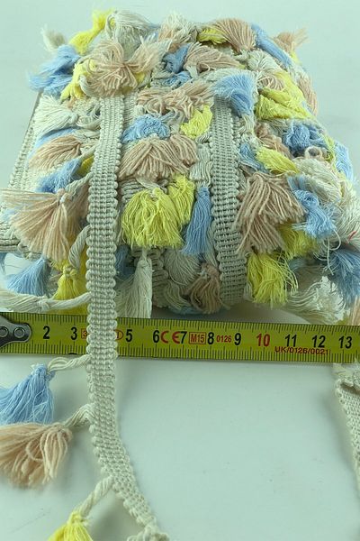 Hayalperest boncuk Cotton Yellow Beige Blue Fringe Tassel