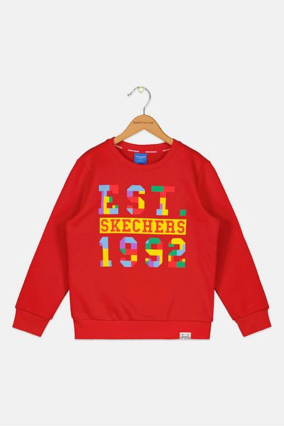 SKECHERS Kids Boy Sportwear Fit Graphic Outdoor Sweatshirt, Red Combo