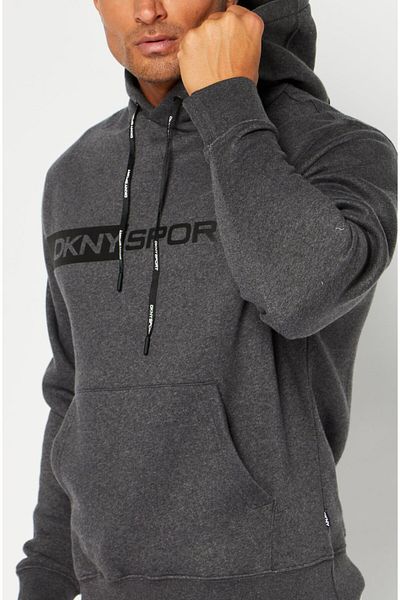 DKNY Sport Men Regular Fit Training Hoodie, Grey