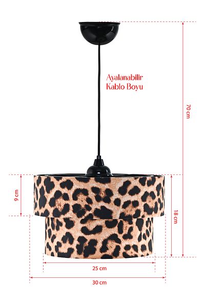 EvLight Triple Leopard Patterned Chandelier and Double Gold Metal Lampshade