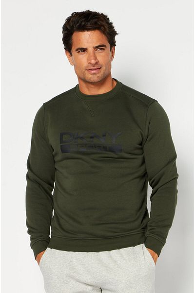 DKNY Sport Men Sportswear Fit Long Sleeve Outdoor Sweatshirts, Army Green