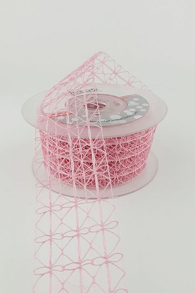 Hayalperest boncuk Ροζ κορδέλα δαντέλας πλάτους 4 cm - 10 Mt
