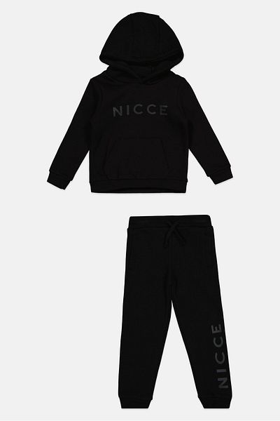Nicce سويت شيرت بغطاء رأس وبنطال رياضي للأولاد من قطعتين، أسود