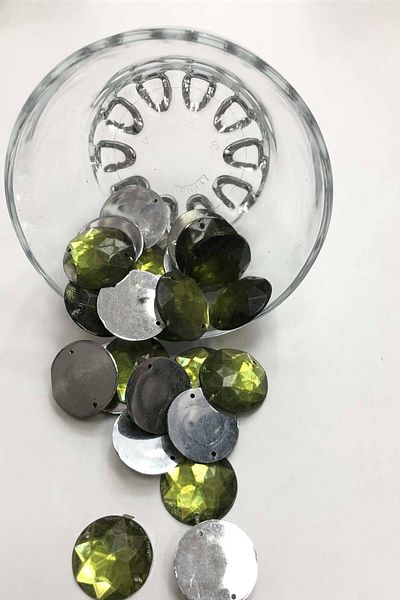 Hayalperest boncuk Light Green Round Plastic Strut Stone 20 Pieces
