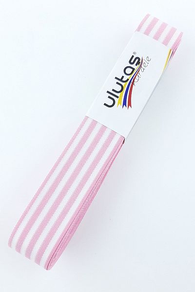 Hayalperest boncuk Κορδέλα 2,5 εκ. Baby Pink ριγέ - 10 Mt