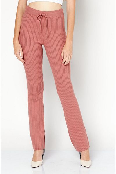 NA-KD Women Regular Fit Textured Trouser, Blush